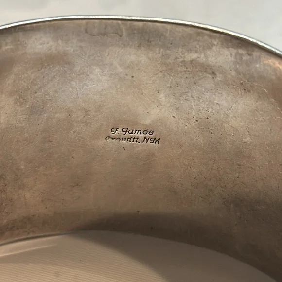 Vintage Navajo G James Signed Kingman Turquoise Silver Cuff Bracelet Heavy🔥🔥🔥 - Picture 3 of 16